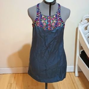 Tibi new York blue mini dress with embroider pattern size 4